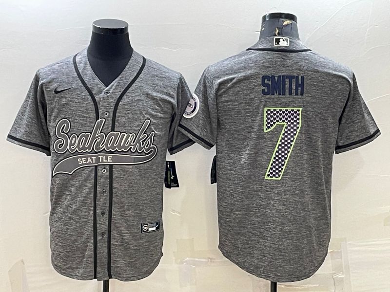 Men Seattle Seahawks 7 Smith Grey hemp ash 2022 Nike Co branded NFL Jerseys